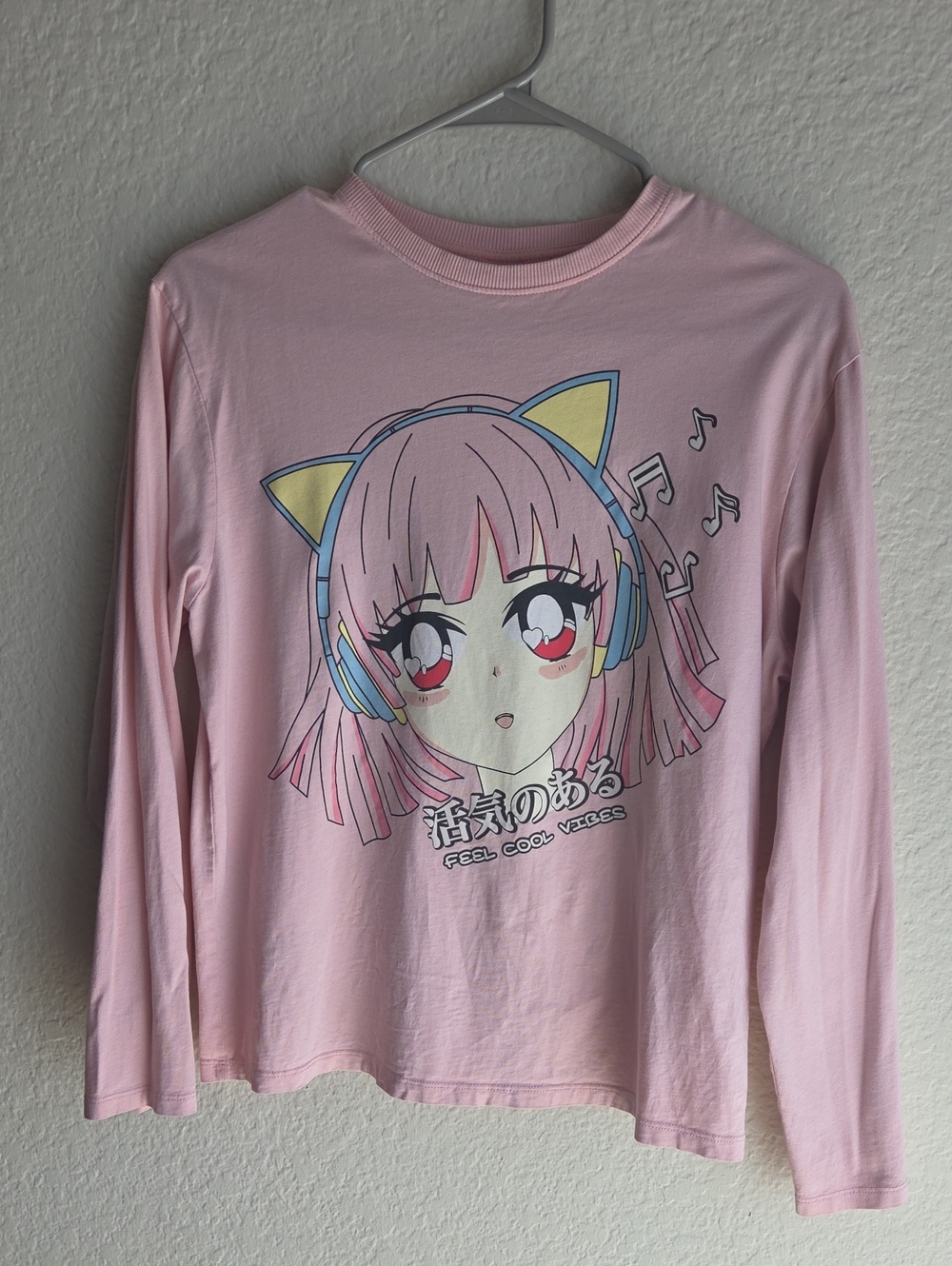 Zara Pink Anime Cat-Ear Headphone Long-Sleeve Tee